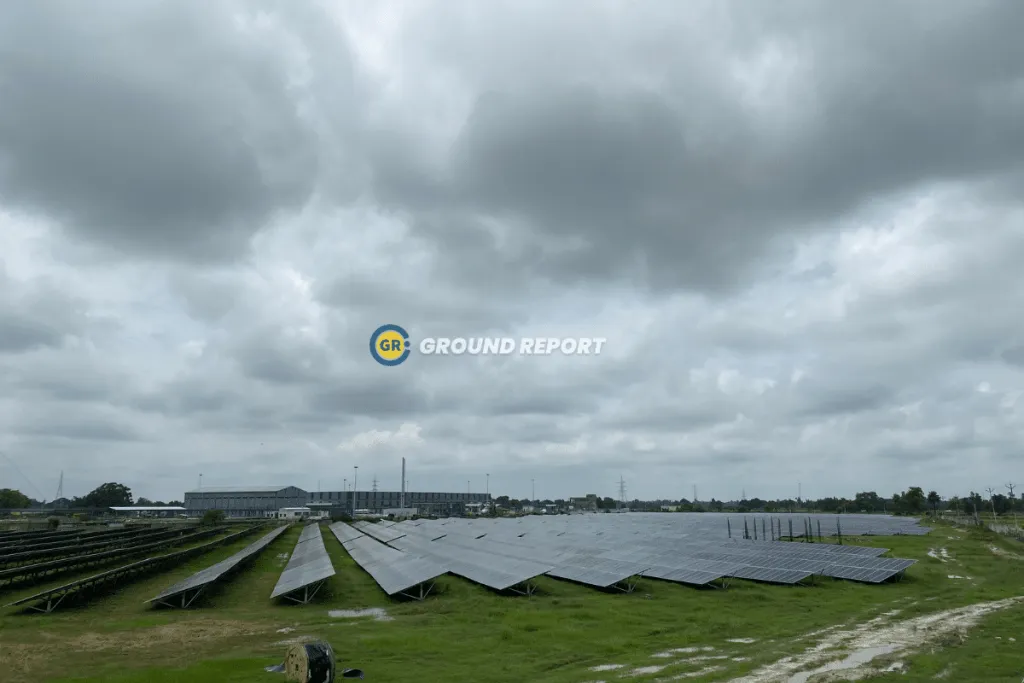 Solar Power plant in Kanduni village, Sitapur (Uttar Pradesh) on a overcast day