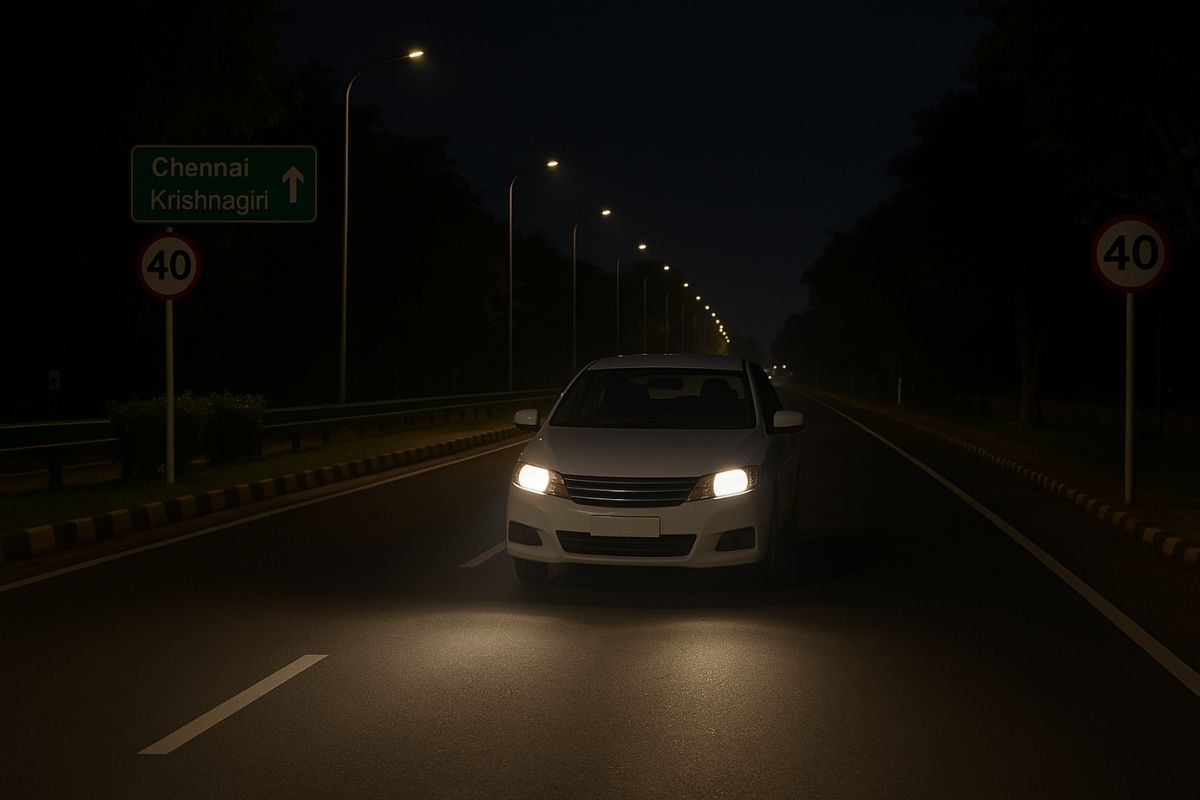 What are rules for vehicle headlights in India, using LED lights allowed?