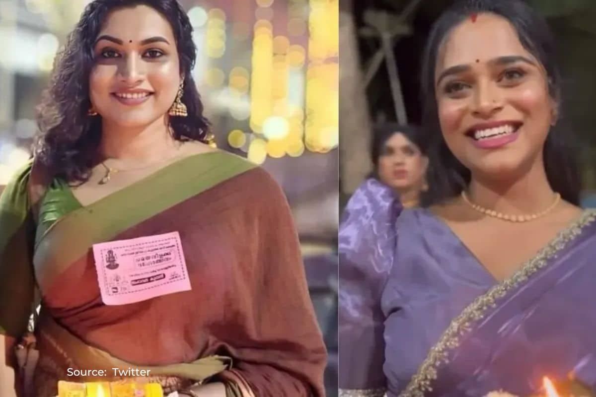 Why are men dressed like women in Chamayavilakku festival in Kerala?