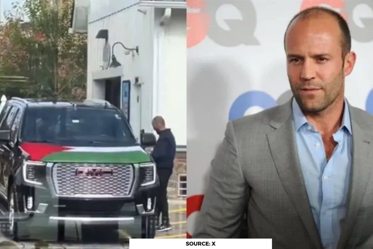 Hollywood Actor Jason Statham installs Palestinian flag on car