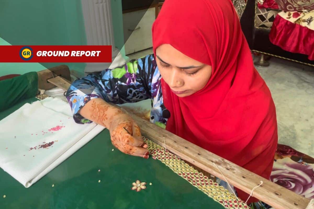 महँगे ज़री लहँगों के पीछे के कारीगरों के हाथ ख़ाली हैं