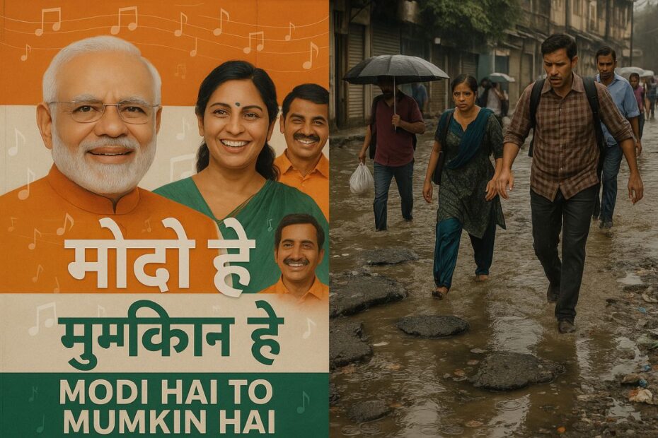 How song "Modi Hai To Mumkin Hai" is being used to highlight inadequate infrastructure