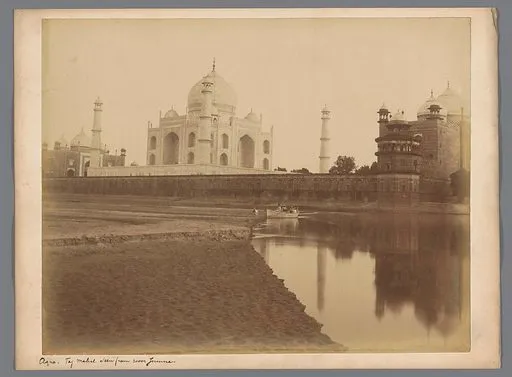 View of the Taj Mahal in Agra, seen from the Yamuna free public domain image | Look and Learn