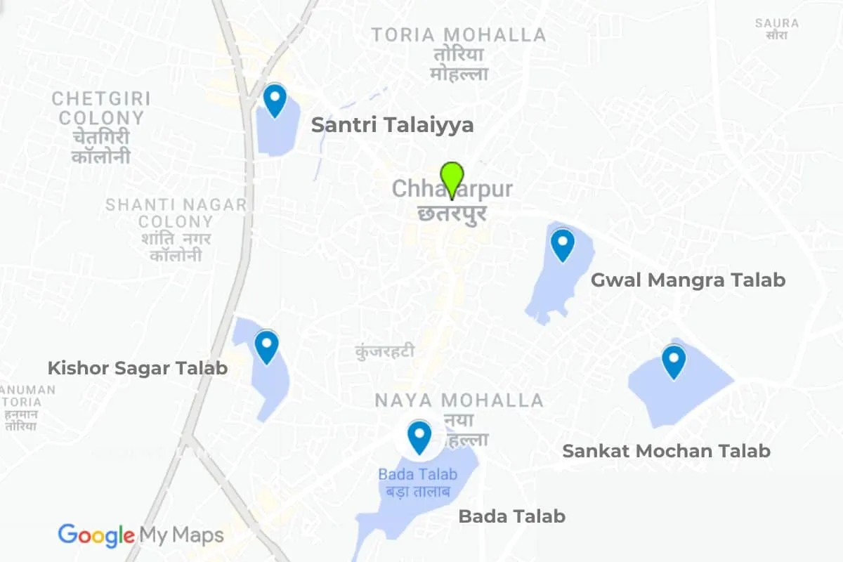 Lakes in Chattarpur Map