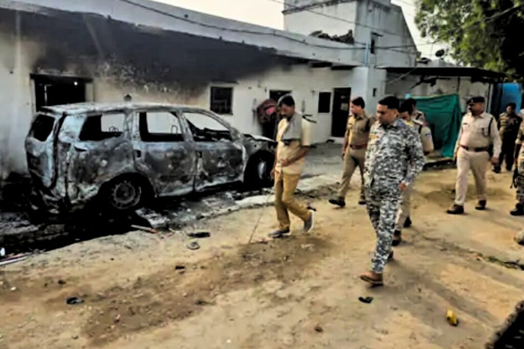Pictures of the village being set on fire after the murder | Photo by local journalist