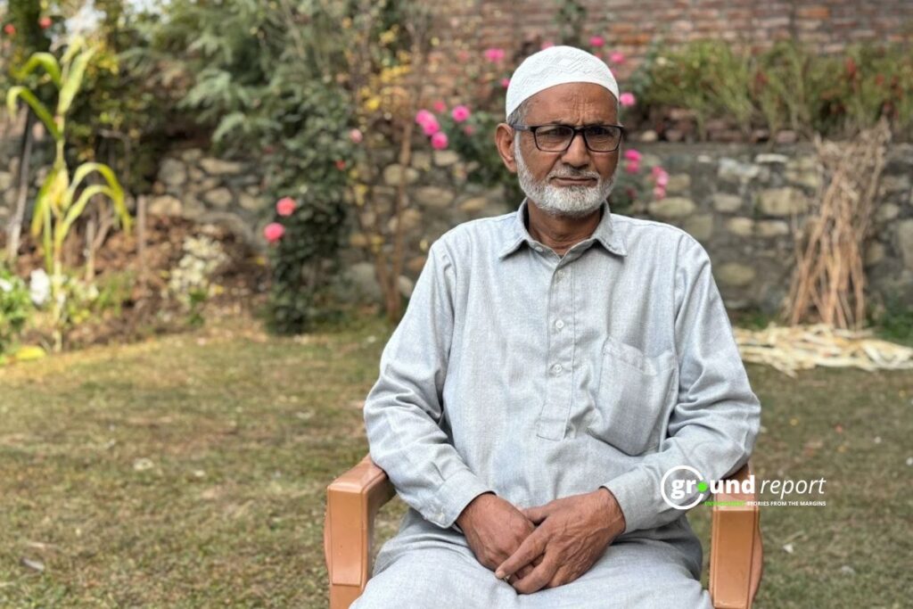 Ghulam Ahmad Bhat sits in his garden, recalling winters when hangul came close to Dachigam guard quarters searching for willow branches.