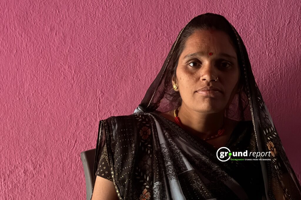 Ajeevika Didi Gani Rajput, who works at the Dewas-based Aahar Plant, sharing her challenges. Photo: Rajeev Tyagi
