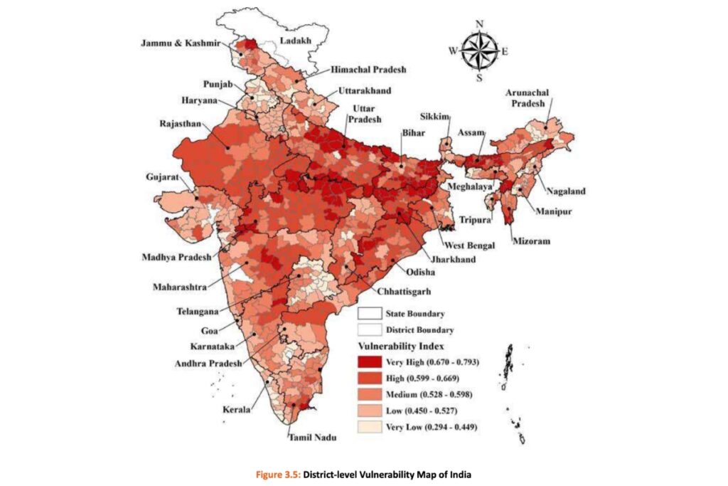District level vulnerability map of India