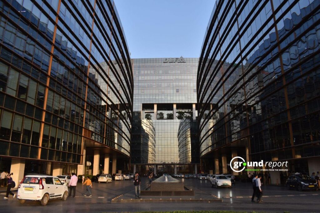 An under-construction commercial project at DLF Downtown in Gurugram.