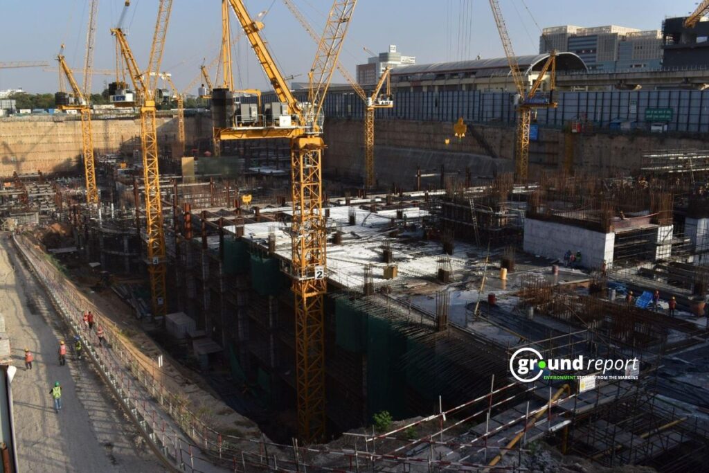 An under-construction commercial project at DLF Downtown in Gurugram.
