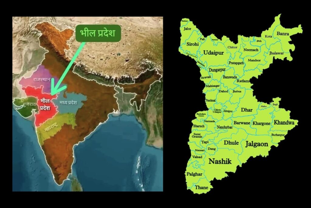 भारत आदिवासी पार्टी (BAP) द्वारा जारी किया गया भील प्रदेश का प्रस्तावित नक्शा