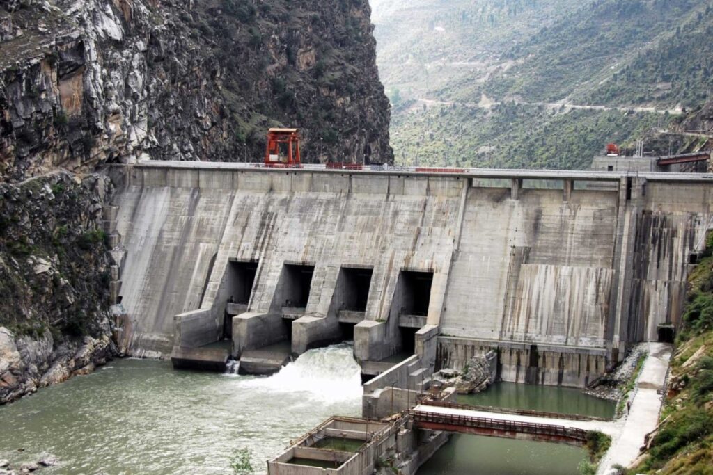 Dulhasti Hydroelectric Power Station on the Chenab River in Jammu and Kashmir.