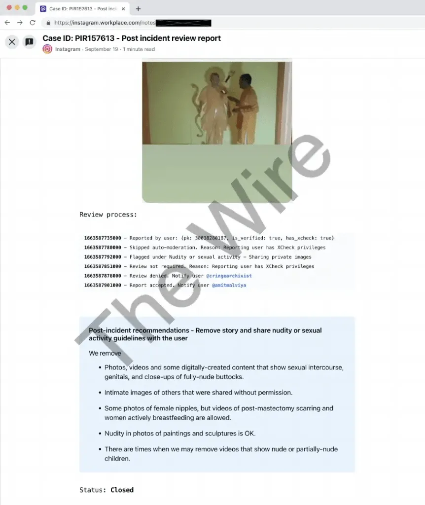 the wire report in Meta xcheck privilege