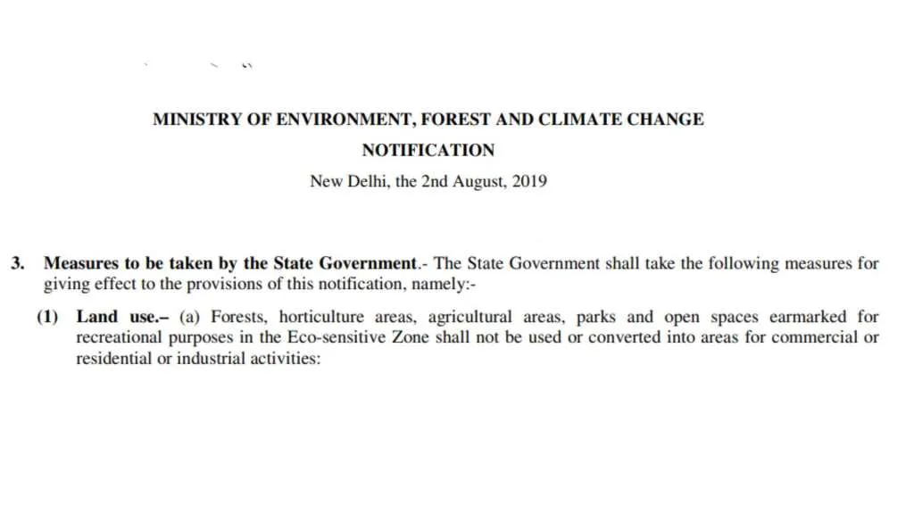 parasnath hill eco sensitive zone gazette