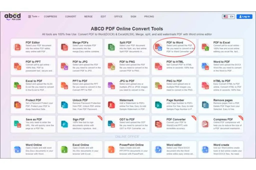 Visit the homepage of AbcdPDF platform and click