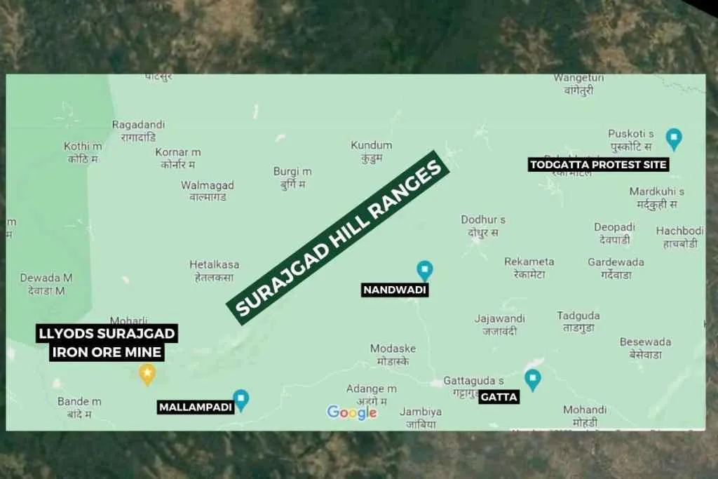 Map Geographical depiction of the Surjagad and Damkondwahi areas