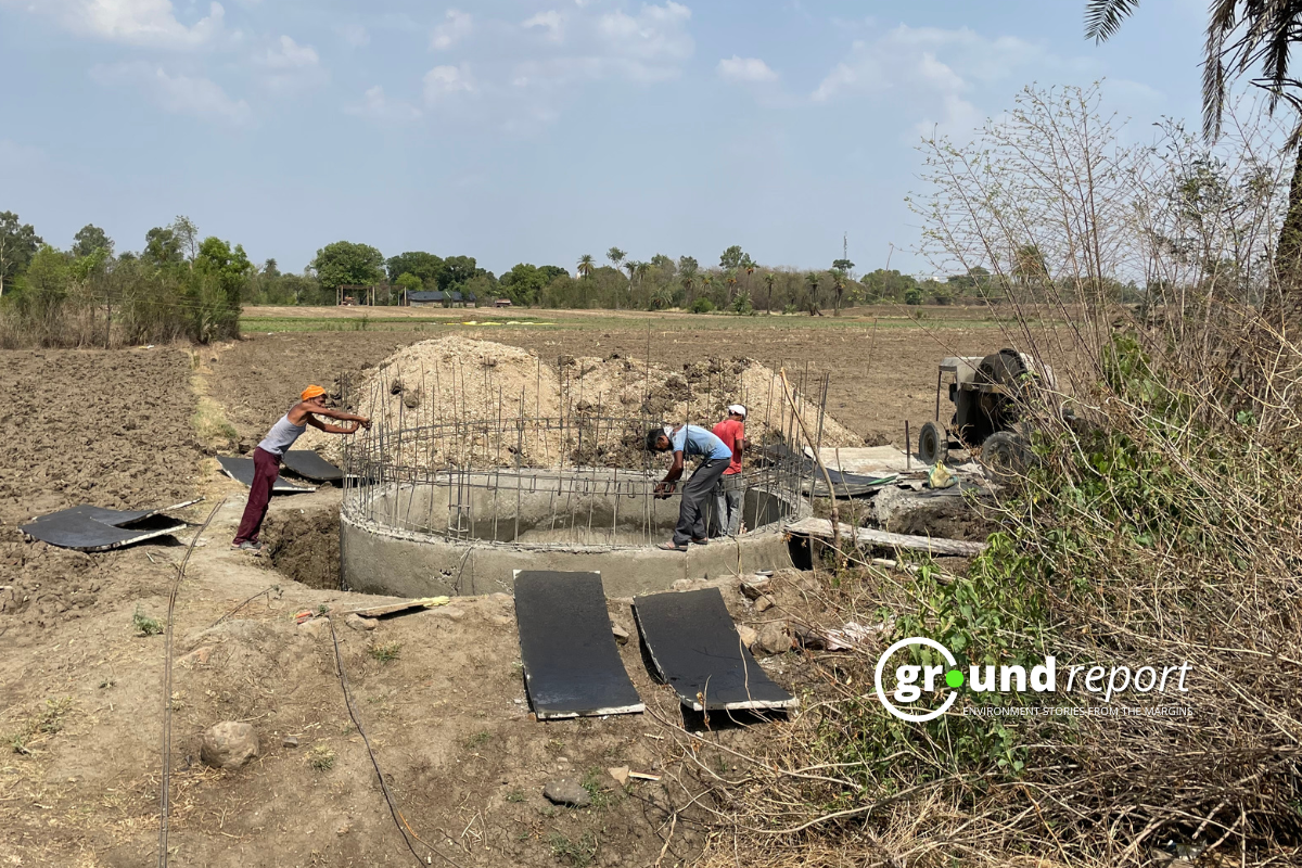 Chanderi village water tank being build by PHE department