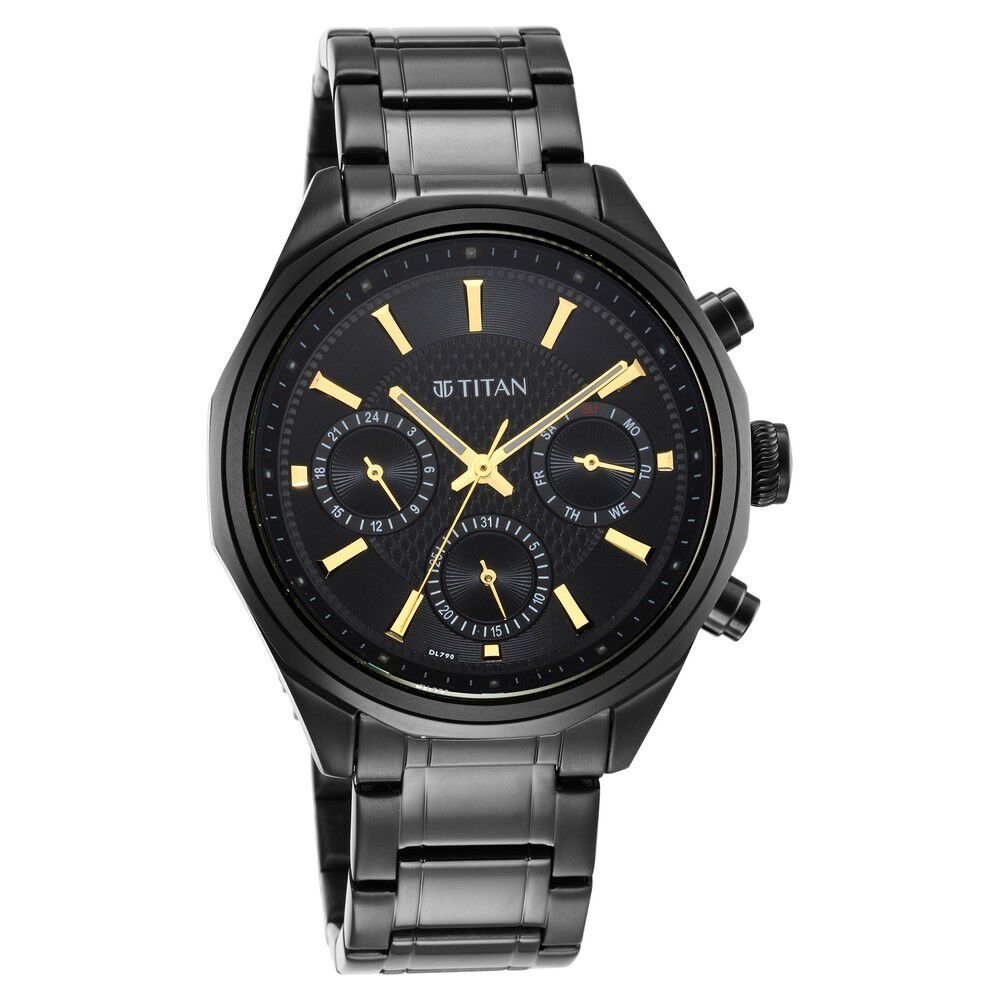 Titan Quartz Multifunction Black Dial Stainless Steel Strap Watch for Men - image number 1