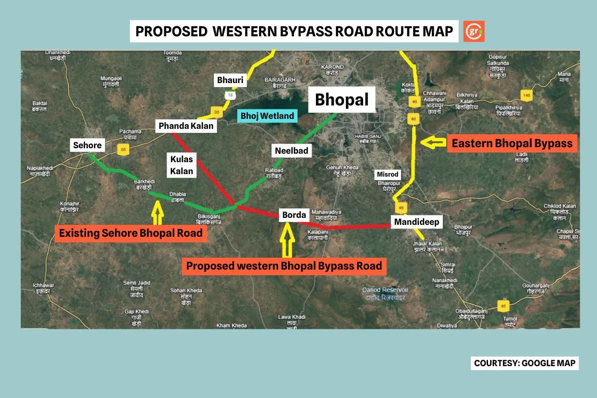 Bhopal Western Bypass Ring Road Route Map