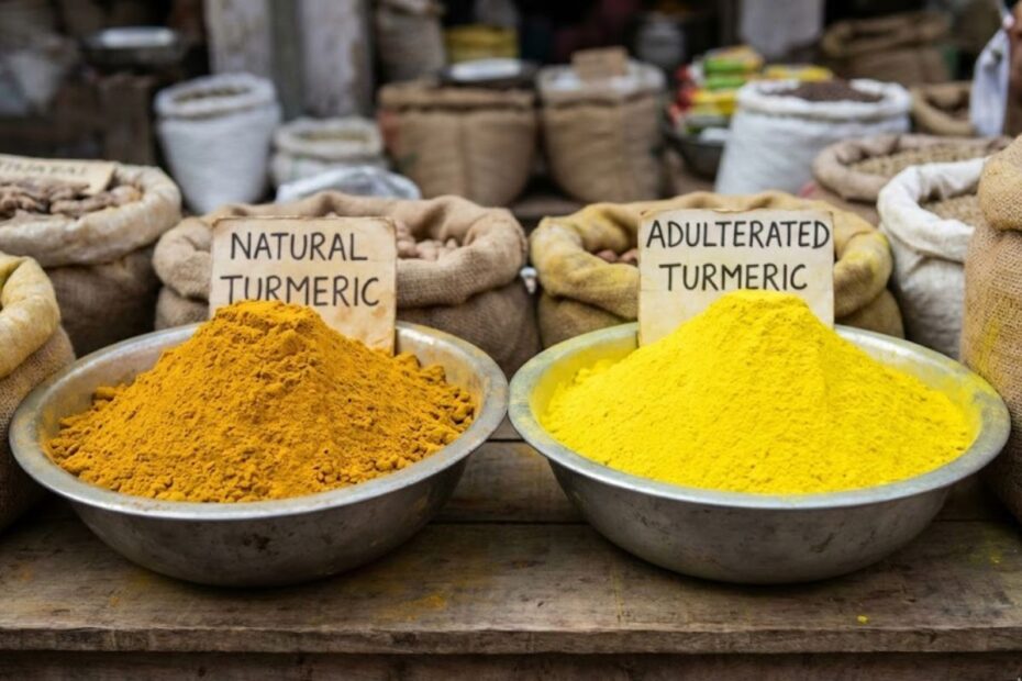 What is cancer causing auramine used as turmeric in India?