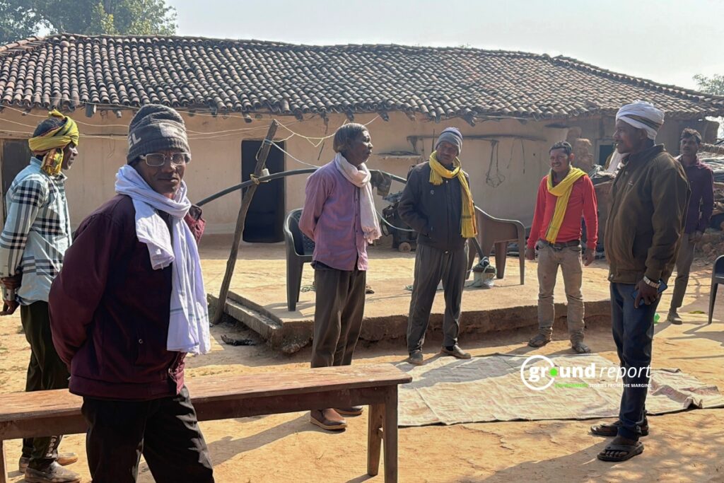 "Key activists from Dhirauli village in Singrauli district discussing next phase of protest against coal mining project"