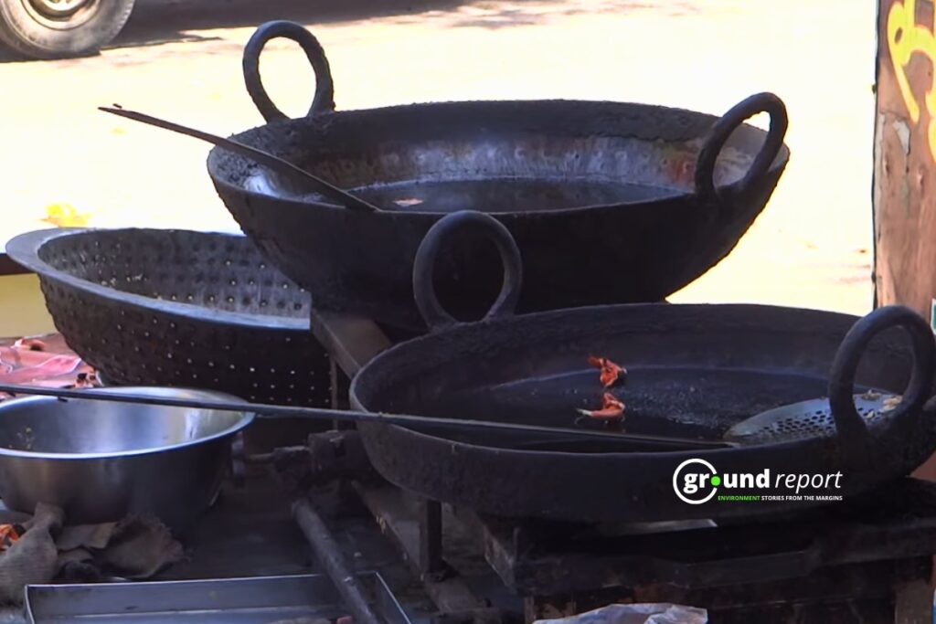 खाली पड़ी जलेबी की कढ़ाई, फोटो चंद्रप्रताप तिवारी, भोपाल