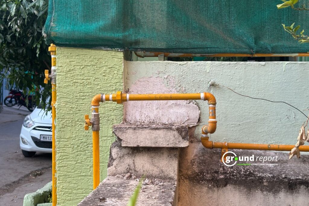 Gas pipeline laid outside homes, but not all households are connected.