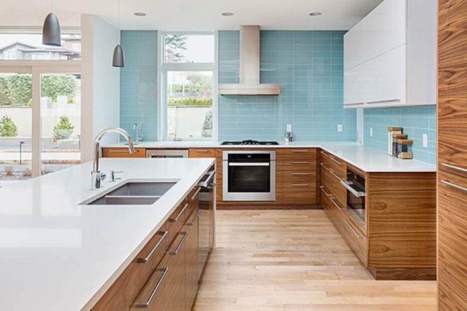 Kitchen Countertops Ideas Matching Tiles on Floor Design