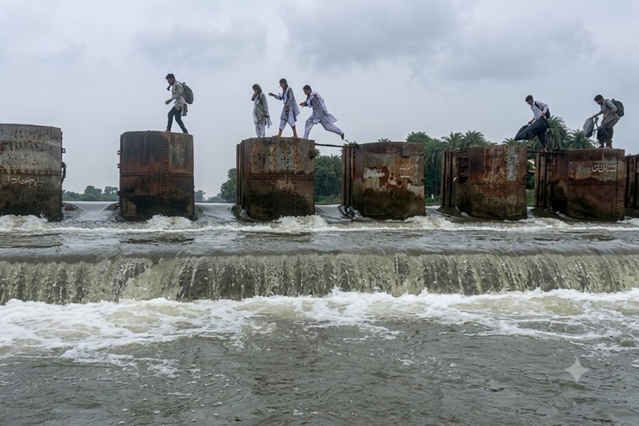 Vidisha Student Jumping over stop dam to go to school