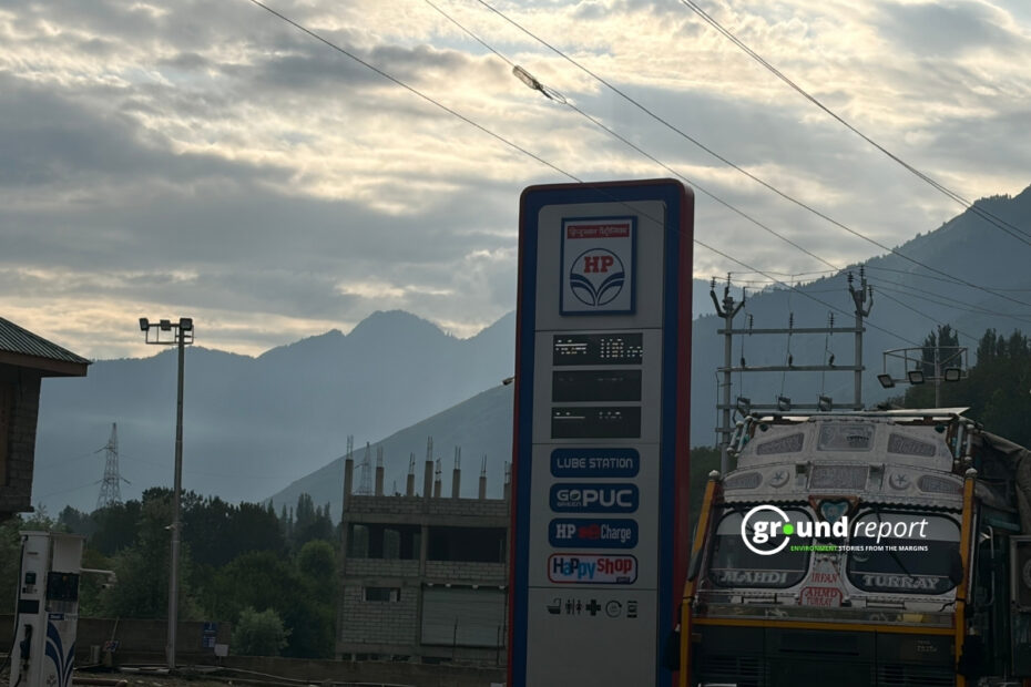 An HP fuel station in Kashmir, where E20 petrol now reaches even the country's most remote highways